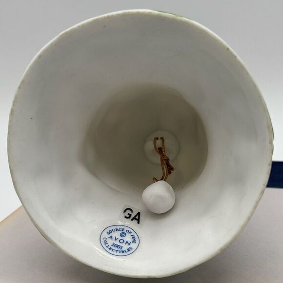 AVON Bisque Porcelain Bird Morning Glory Flower Bell 2001 Collectible Blue Jay - Picture 10 of 16